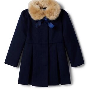 Janie and Jack Fur Collar Navy Peacoat